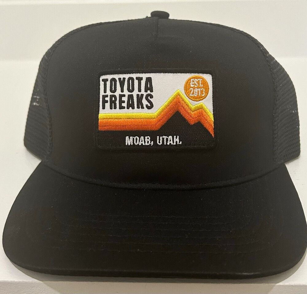 Toyota Freaks Moab, Utah Black Mesh Snapback Trucker Hat with Patch